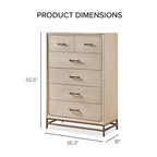 Set camera da letto Drayden 3 pezzi in legno massello di rovere transizionale con letto, cassettiera e comodino
