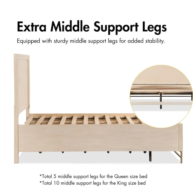 Set camera da letto Drayden 3 pezzi in legno massello di rovere transizionale con letto, cassettiera e comodino