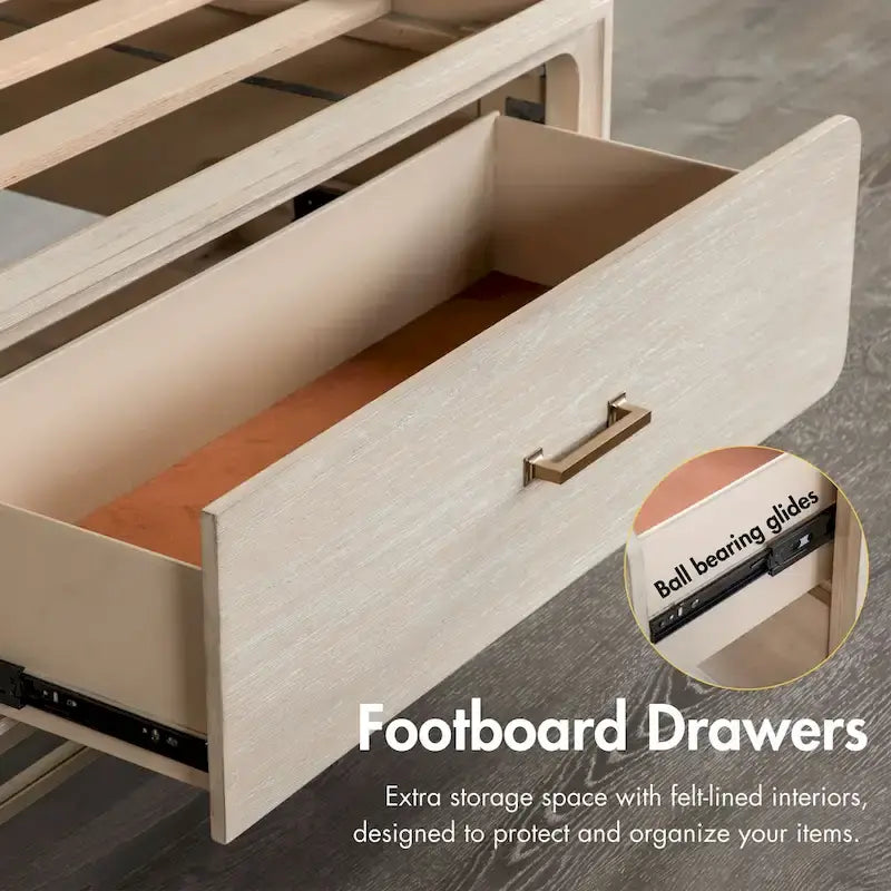 Set camera da letto Drayden 3 pezzi in legno massello di rovere transizionale con letto, cassettiera e comodino