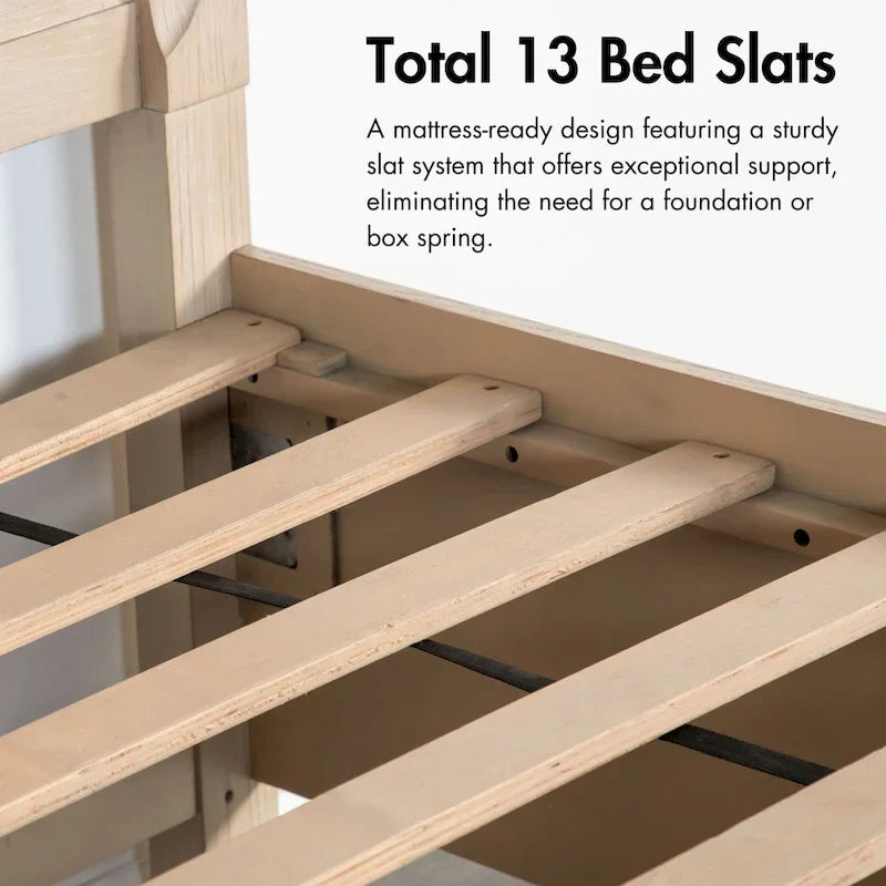 Set camera da letto Drayden 3 pezzi in legno massello di rovere transizionale con letto, cassettiera e comodino