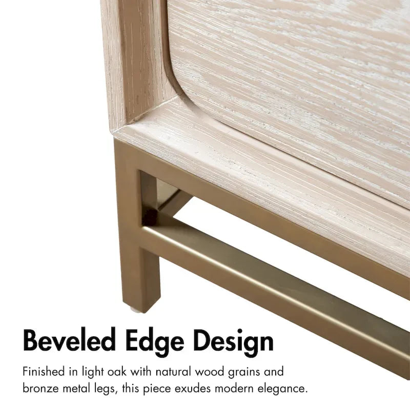 Set camera da letto Drayden 3 pezzi in legno massello di rovere transizionale con letto, cassettiera e comodino