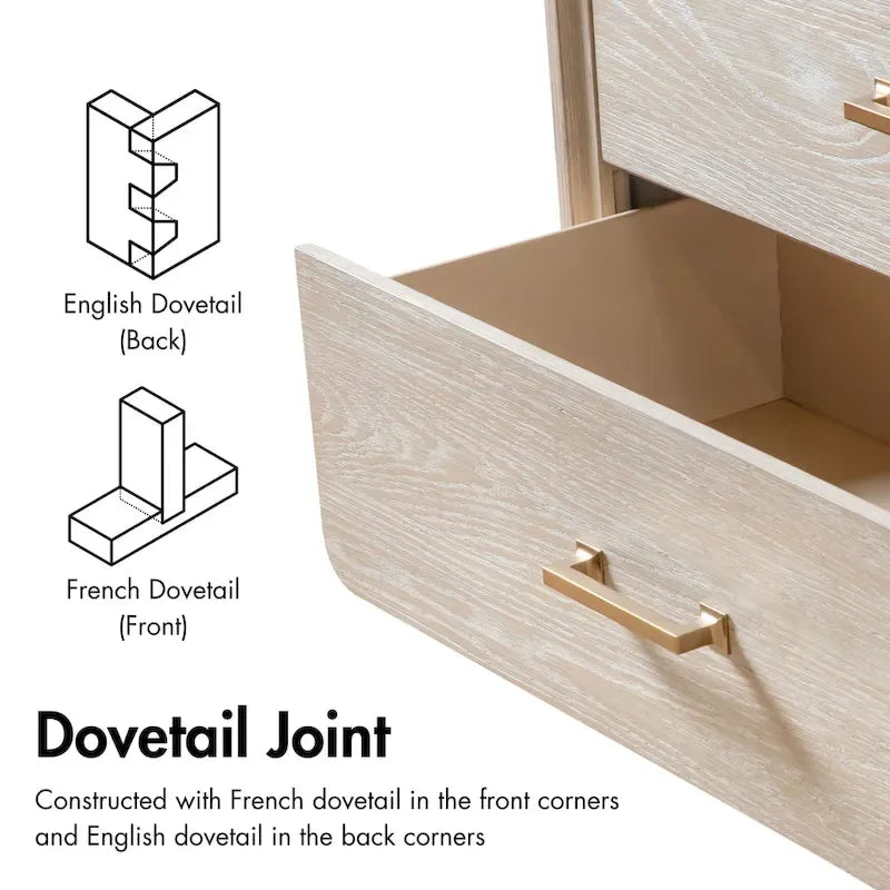 Set camera da letto Drayden 3 pezzi in legno massello di rovere transizionale con letto, cassettiera e comodino