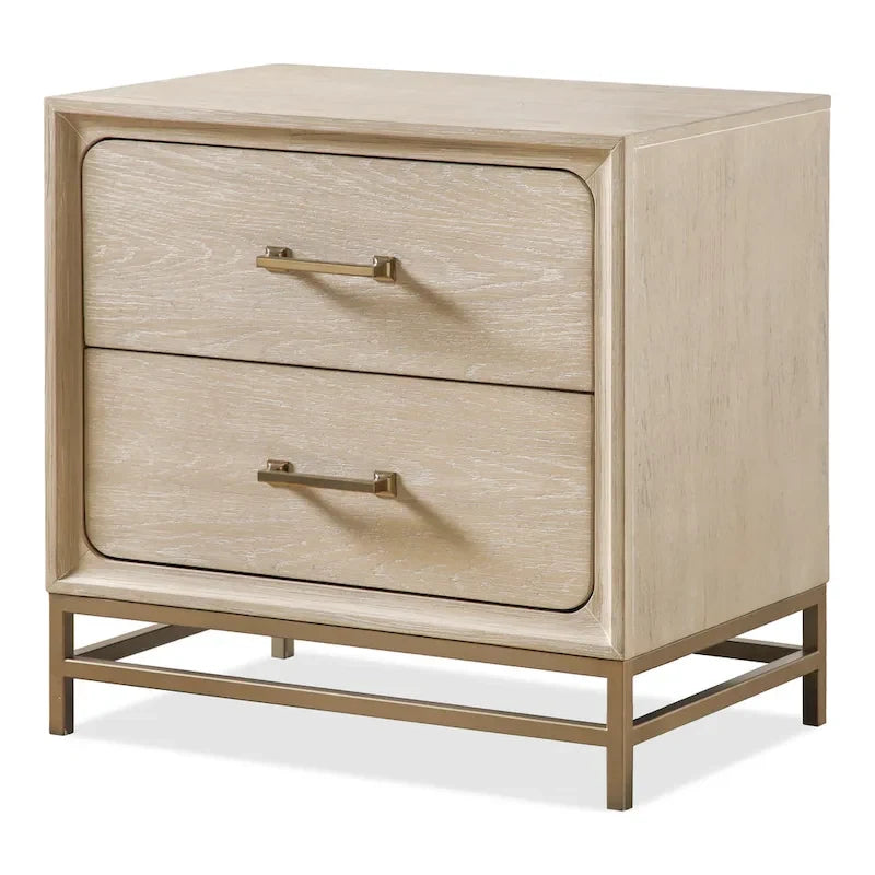 Set camera da letto Drayden 3 pezzi in legno massello di rovere transizionale con letto, cassettiera e comodino