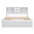 Letto Queen Size con Piattaforma e Testiera con Contenitore, e 8 Cassetti