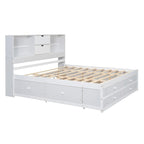 Letto Queen Size con Piattaforma e Testiera con Contenitore, e 8 Cassetti