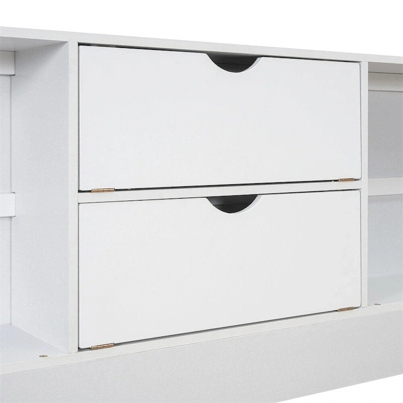 Letto Queen Size con Piattaforma e Testiera con Contenitore, e 8 Cassetti
