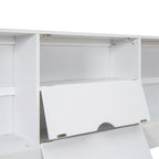 Letto Queen Size con Piattaforma e Testiera con Contenitore, e 8 Cassetti