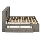 Letto Queen Size con Piattaforma e Testiera con Contenitore, e 8 Cassetti