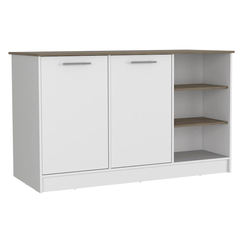 Isola per cucina per sala da pranzo, cucina, bianco / marrone scuro