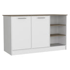 Isola per cucina per sala da pranzo, cucina, bianco / marrone scuro