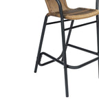 Sgabello Commerciale da Bar per Ristorante in Rattan per Interni ed Esterni con Telaio in Alluminio - Set da 4