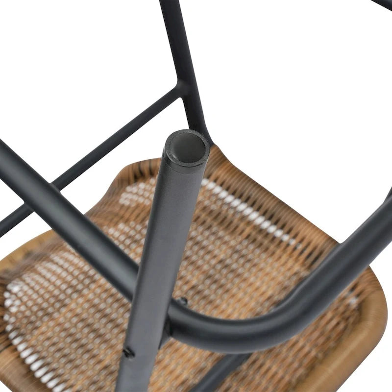 Sgabello Commerciale da Bar per Ristorante in Rattan per Interni ed Esterni con Telaio in Alluminio - Set da 4