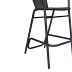Sgabello Commerciale da Bar per Ristorante in Rattan per Interni ed Esterni con Telaio in Alluminio - Set da 4