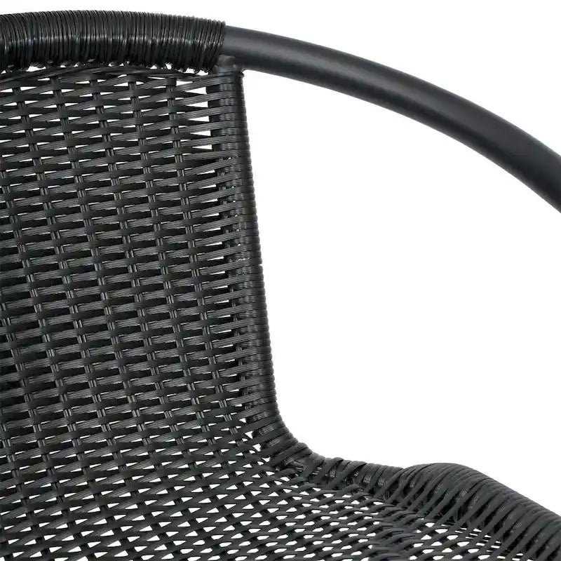 Sgabello Commerciale da Bar per Ristorante in Rattan per Interni ed Esterni con Telaio in Alluminio - Set da 4