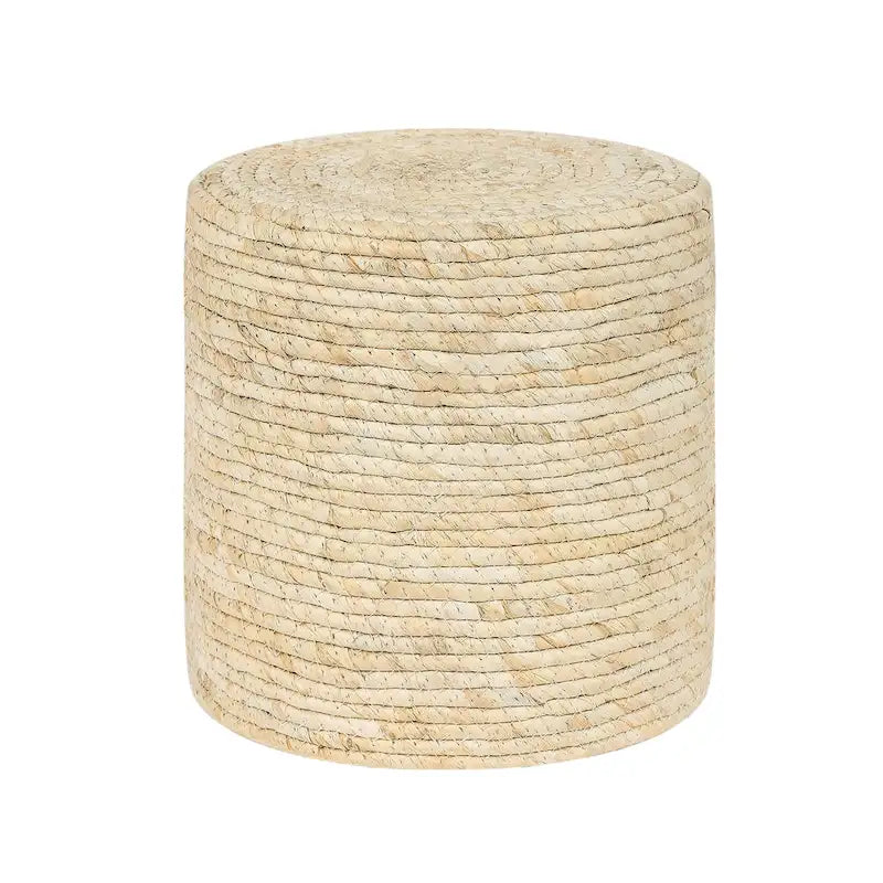   Round Ottoman Natural Cattail Hand Weave Foot Stool