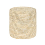   Round Ottoman Natural Cattail Hand Weave Foot Stool