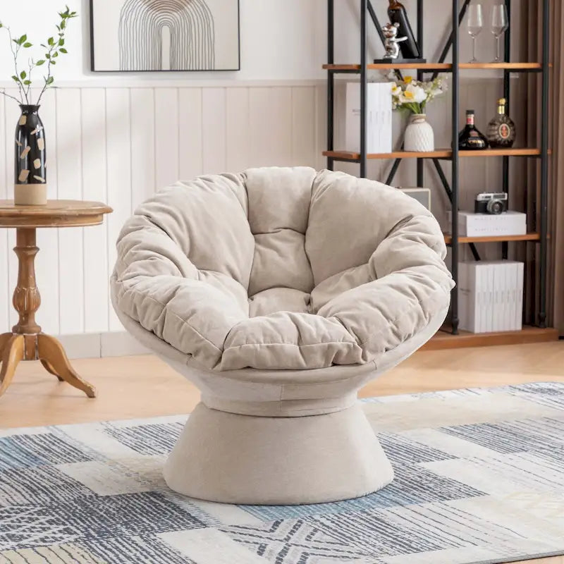Poltrona Girevole 360° Oversize per Soggiorno Camera da Letto