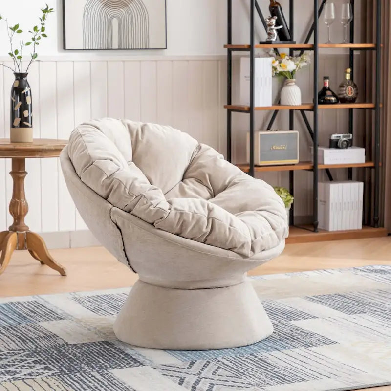 Poltrona Girevole 360° Oversize per Soggiorno Camera da Letto