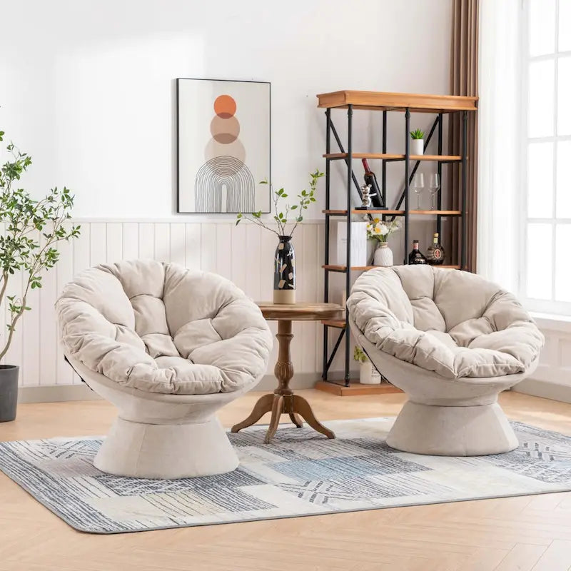 Poltrona Girevole 360° Oversize per Soggiorno Camera da Letto