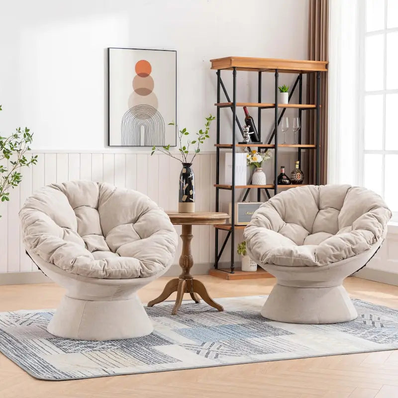 Poltrona Girevole 360° Oversize per Soggiorno Camera da Letto