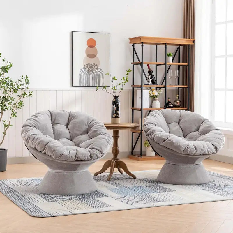 Poltrona Girevole 360° Oversize per Soggiorno Camera da Letto