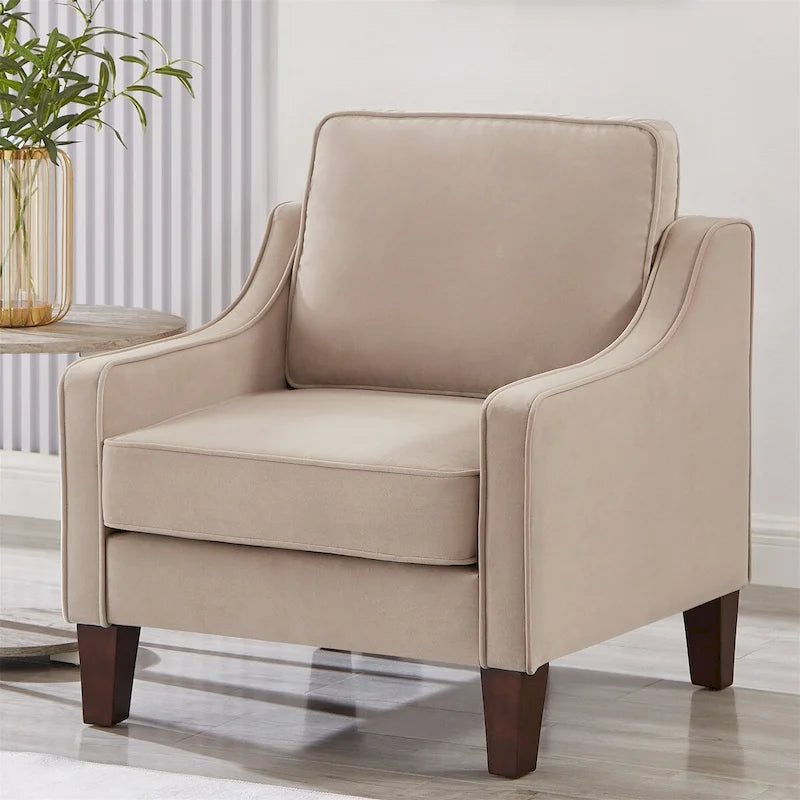 Sedia Divano Monoposto da Soggiorno con Gambe in Legno