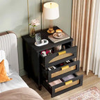 Comodino da 50 cm, cassettiera a 3 cassetti in legno per camera da letto, verde
