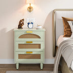 Comodino da 50 cm, cassettiera a 3 cassetti in legno per camera da letto, verde