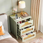 Comodino da 50 cm, cassettiera a 3 cassetti in legno per camera da letto, verde