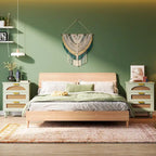 Comodino da 50 cm, cassettiera a 3 cassetti in legno per camera da letto, verde