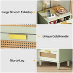 Comodino da 50 cm, cassettiera a 3 cassetti in legno per camera da letto, verde