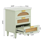 Comodino da 50 cm, cassettiera a 3 cassetti in legno per camera da letto, verde