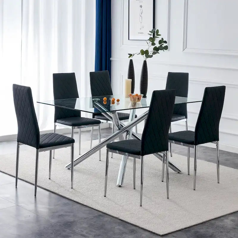 Sedia da pranzo, sedia nera e set da 6 pezzi di