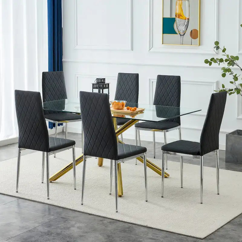Sedia da pranzo, sedia nera e set da 6 pezzi di