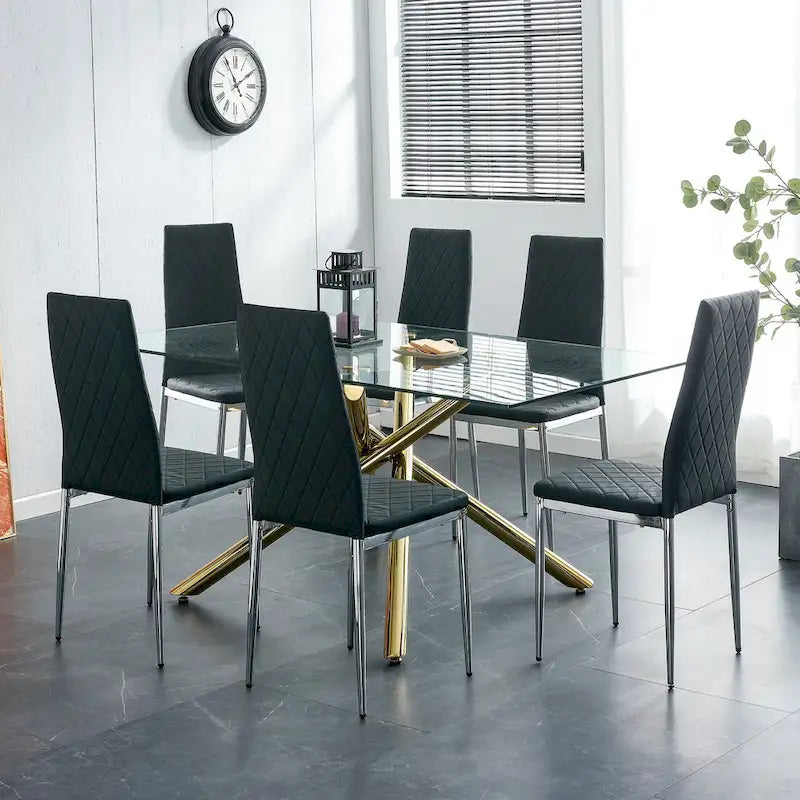 Sedia da pranzo, sedia nera e set da 6 pezzi di