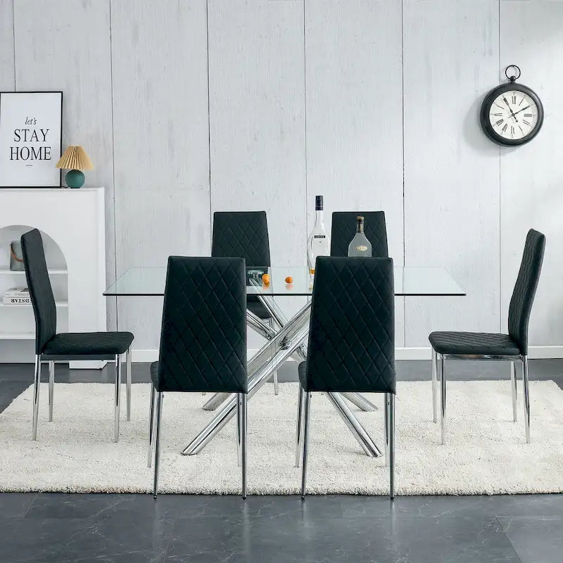 Sedia da pranzo, sedia nera e set da 6 pezzi di