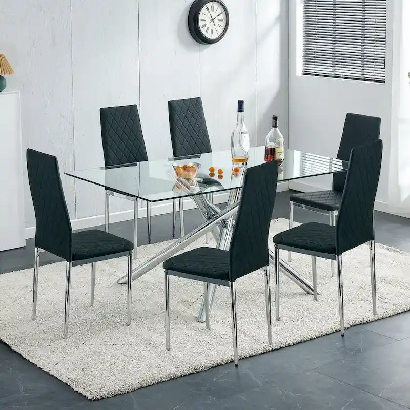 Sedia da pranzo, sedia nera e set da 6 pezzi di