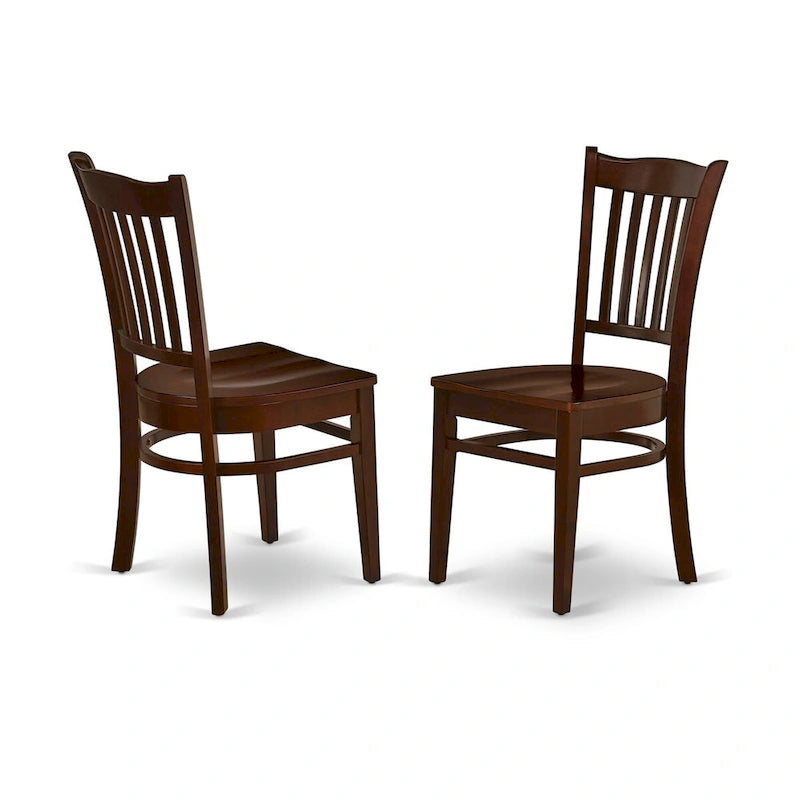 Set da pranzo - un tavolo da pranzo rettangolare e sedie da pranzo con seduta in legno, mogano (Opzioni pezzi)