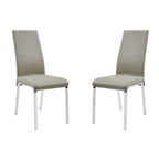 Set di 2 sedie da pranzo in pelle pieno fiore color tortora