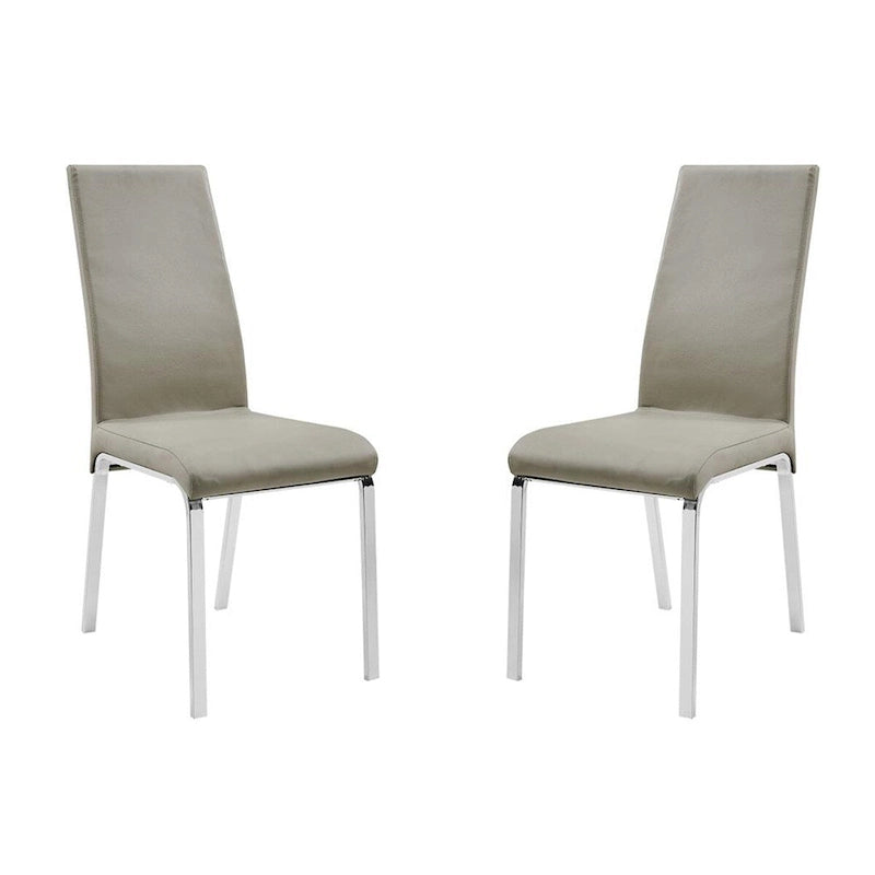 Set di 2 sedie da pranzo in pelle pieno fiore color tortora