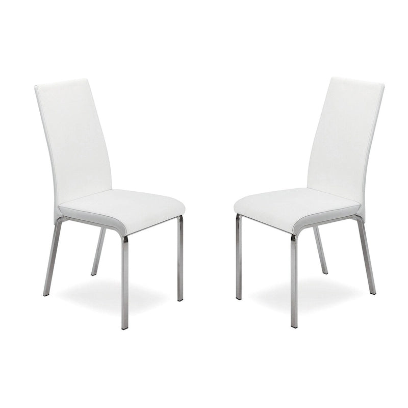 Set di 2 sedie da pranzo in pelle pieno fiore color tortora