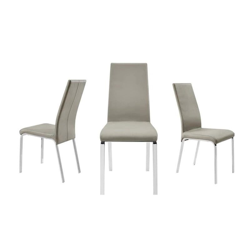 Set di 2 sedie da pranzo in pelle pieno fiore color tortora