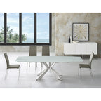 Set di 2 sedie da pranzo in pelle pieno fiore color tortora