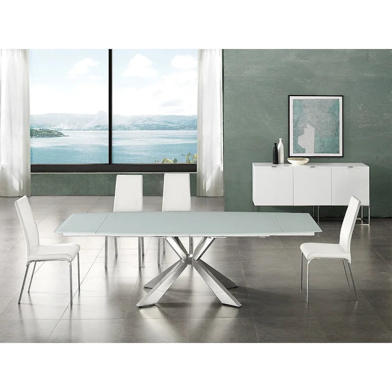 Set di 2 sedie da pranzo in pelle pieno fiore color tortora