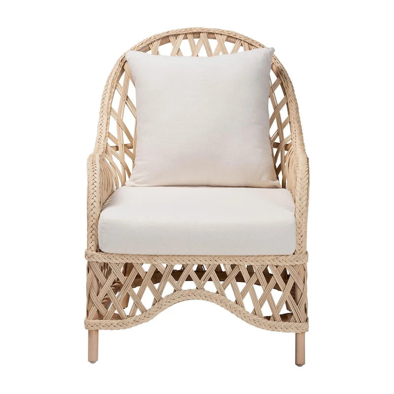 Poltrona Boema in Rattan Intrecciato color Avorio