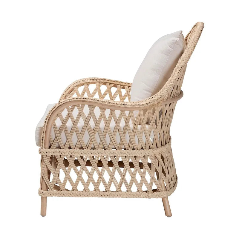 Poltrona Boema in Rattan Intrecciato color Avorio