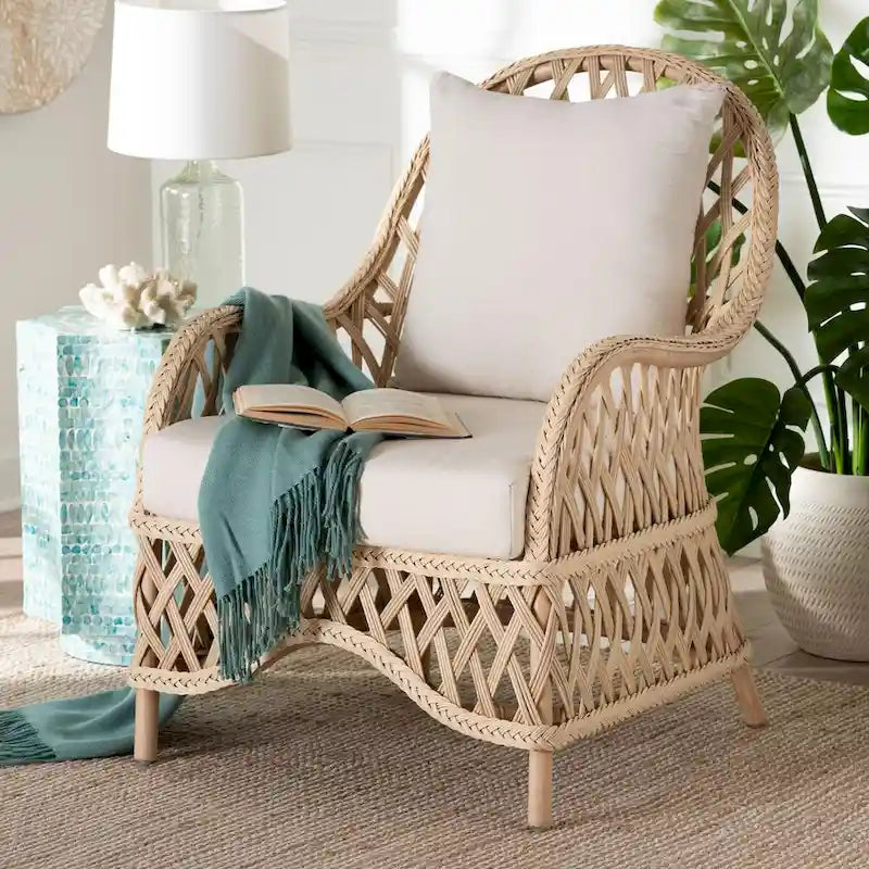 Poltrona Boema in Rattan Intrecciato color Avorio