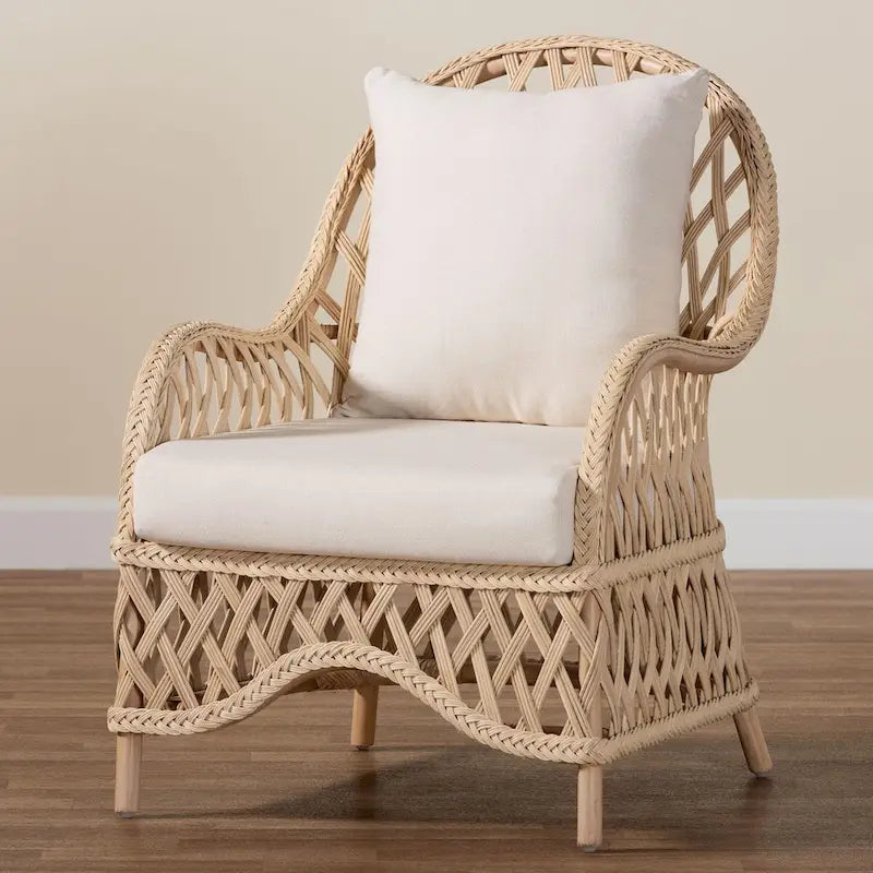 Poltrona Boema in Rattan Intrecciato color Avorio