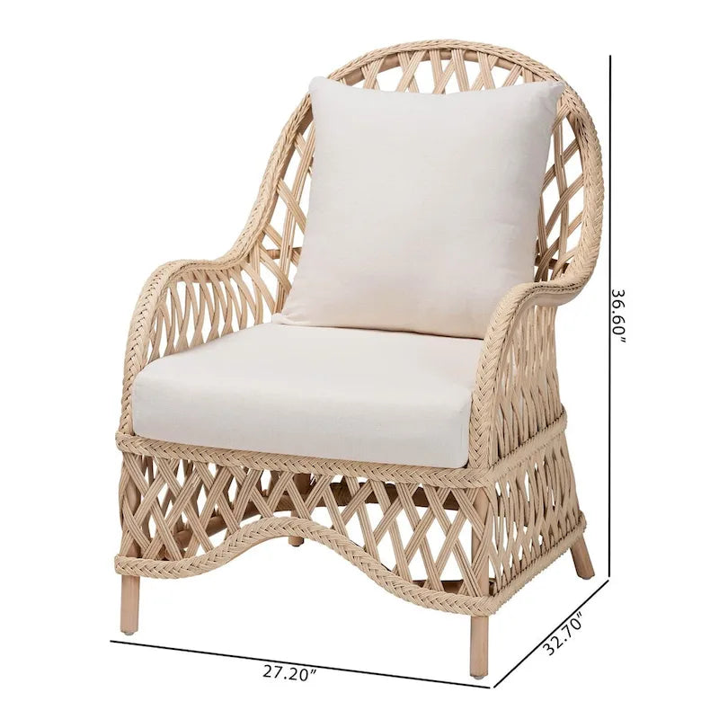 Poltrona Boema in Rattan Intrecciato color Avorio