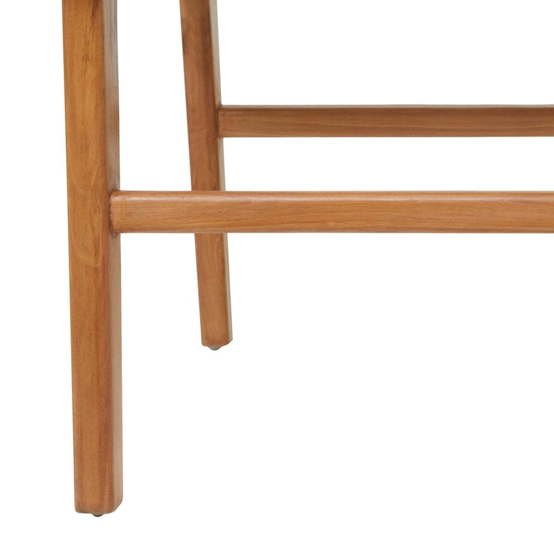 Sedia da Pranzo Intrecciata a Mano in Pelle con Struttura in Legno Teak - Set di 2 Marroni, Bianche o Nere